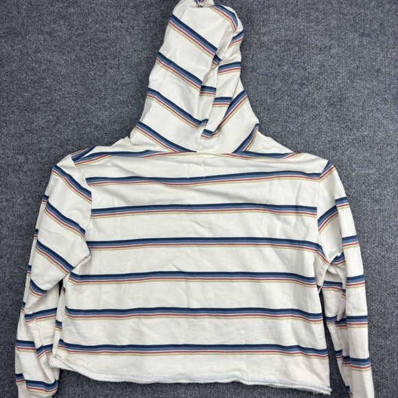 Billabong Hoodie Womens Large White Stripe Terry Pullover Lightweight Beach - Picture 7 of 7